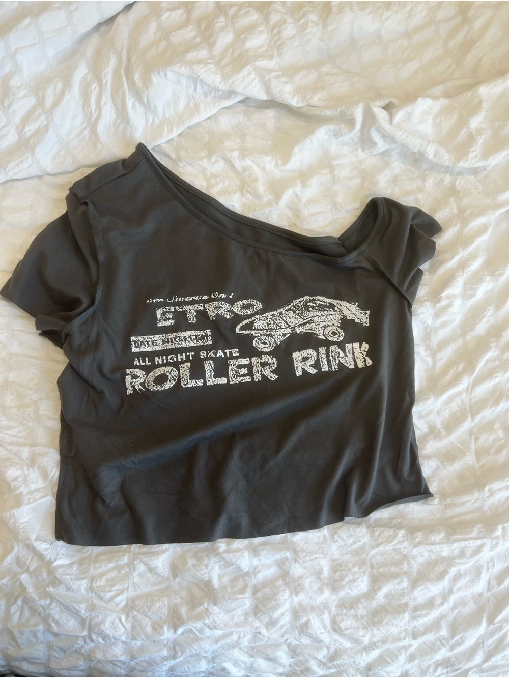 SHEIN Black Graphic 'Roller Rink' Crop Top
